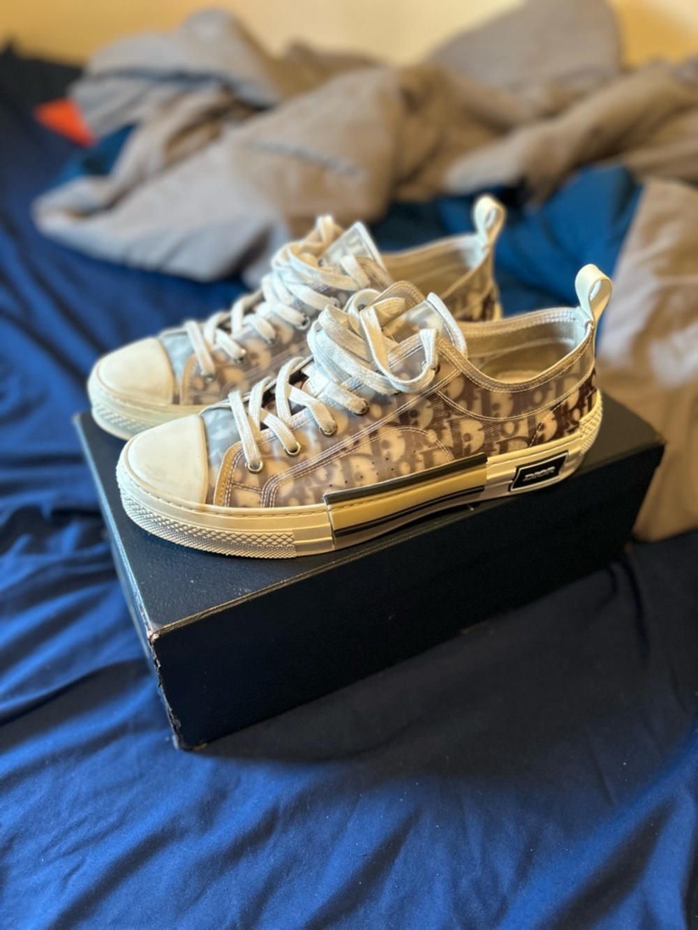 Dior Beige Monogram Low-Top Sneakers authentic